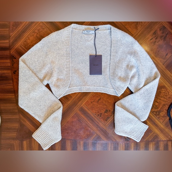 NWT Prada Cashmere Wool Bolero Sweater in Marmo Gray Size 40 (US 4) - Picture 3 of 13